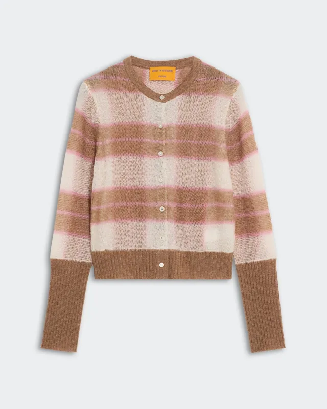 Shadow Plaid Cardigan - Taupe Combo sold by Guest In Residence