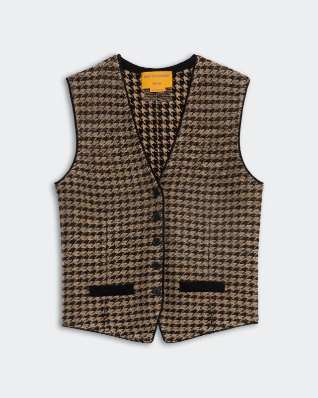 Houndstooth Tailored Vest - Black/Dune sold by Guest In Residence