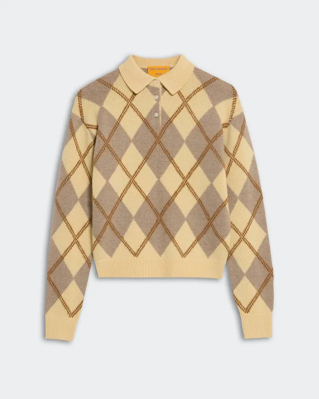 Collegiate Argyle Polo - Butter Combo sold by Guest In Residence