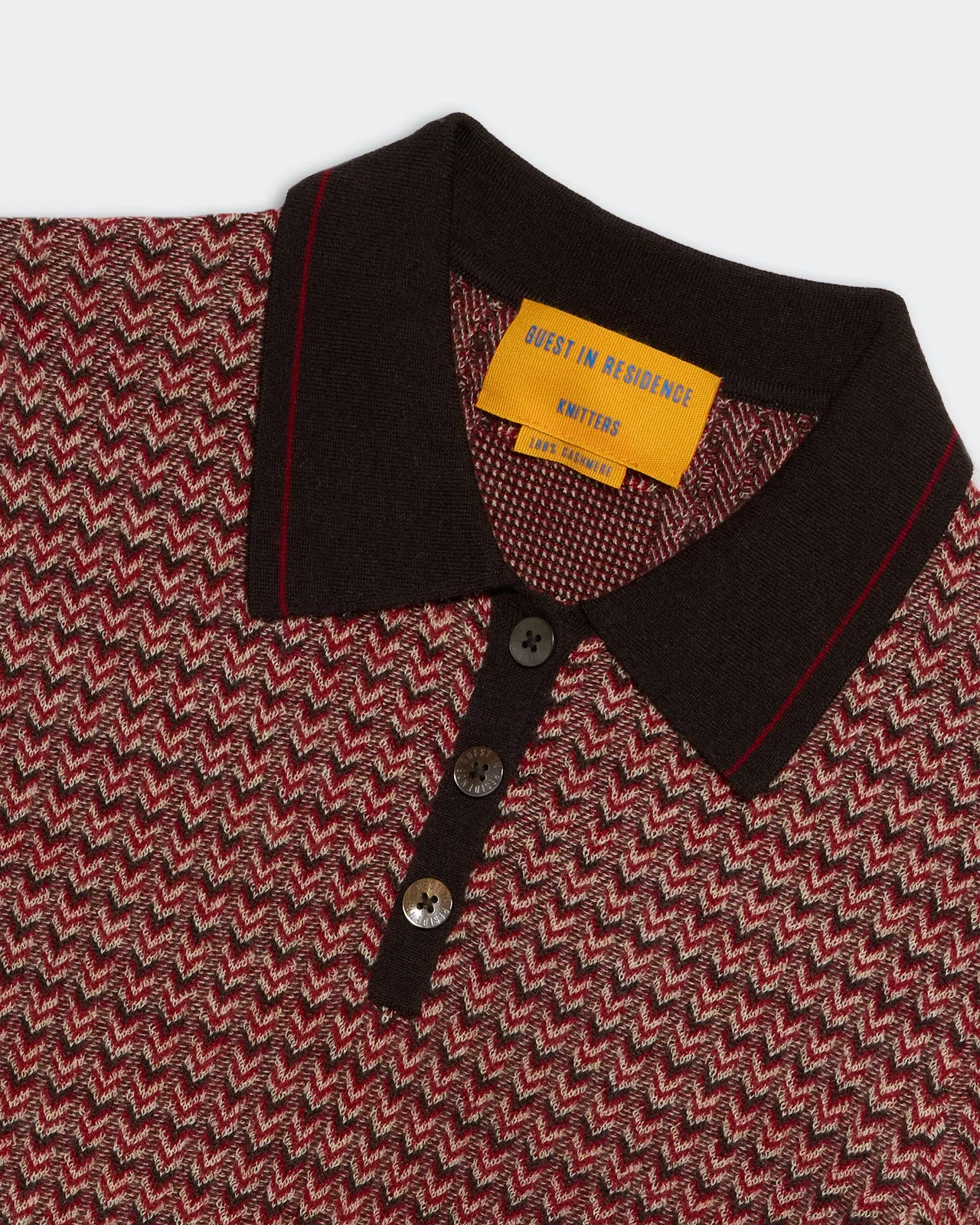 Chevron L/S Shrunken Polo - Burnt Cocoa Combo sold by Guest In Residence product image thumbnail 3