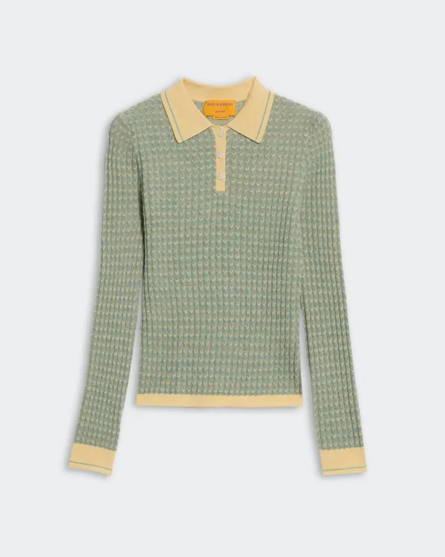 Chevron L/S Shrunken Polo - Butter Combo sold by Guest In Residence