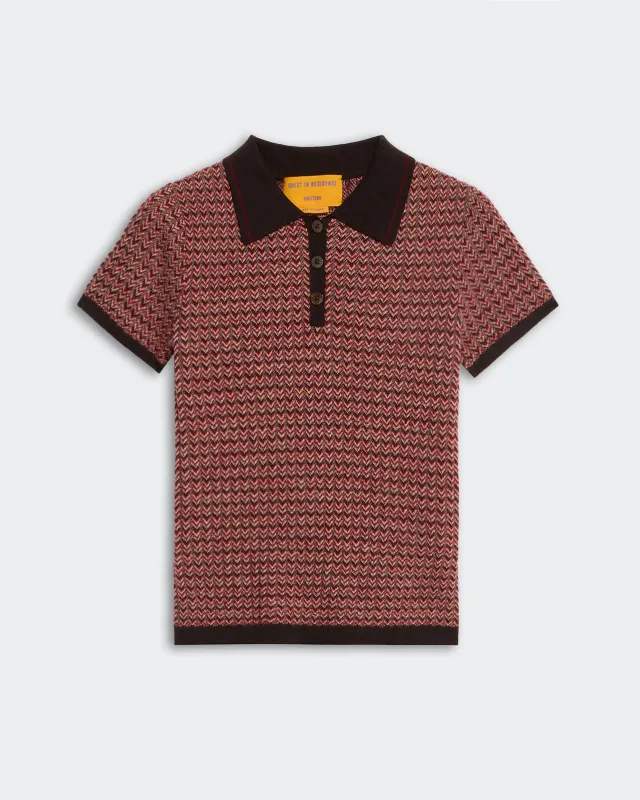 Chevron Shrunken Polo - Burnt Cocoa Combo sold by Guest In Residence