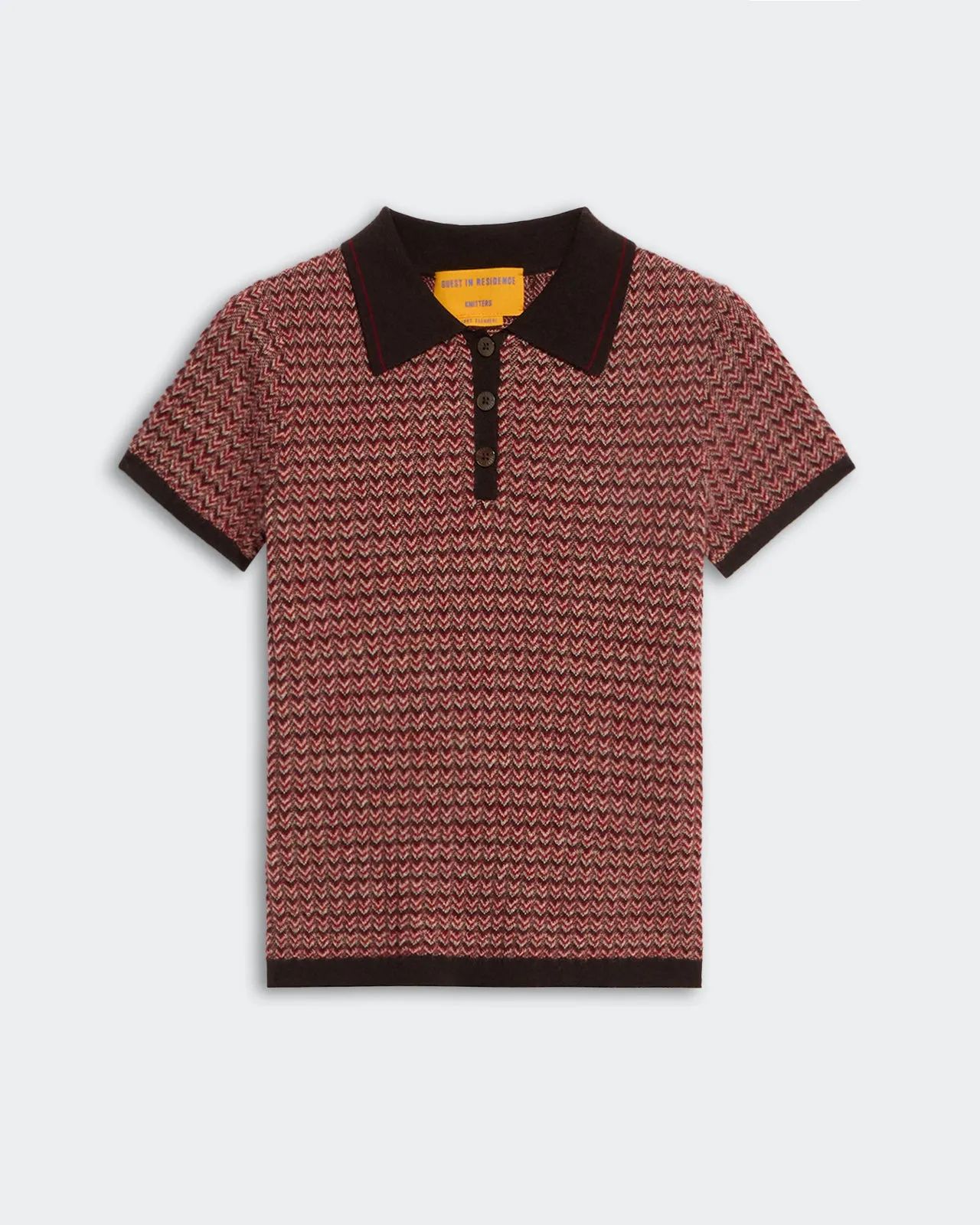 Chevron Shrunken Polo - Burnt Cocoa Combo sold by Guest In Residence