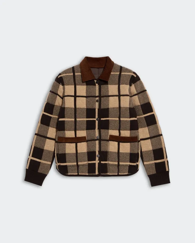 Quilted Plaid Liner Jacket - Burnt Cocoa Combo sold by Guest In Residence