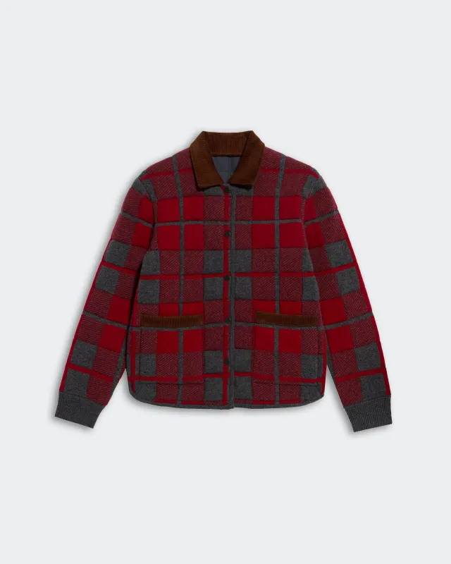Quilted Plaid Liner Jacket - Ruby Combo sold by Guest In Residence
