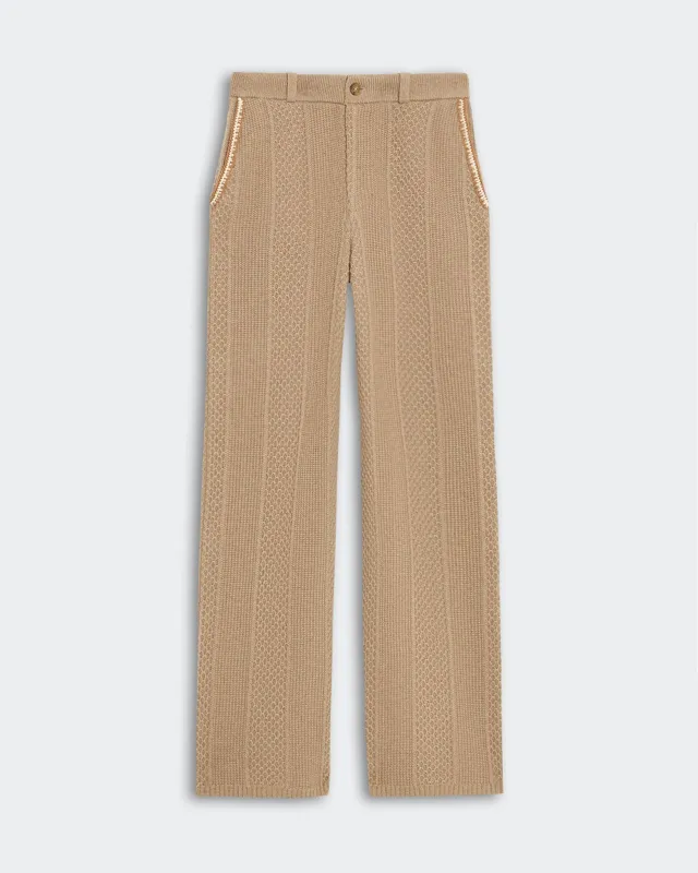 Tailored Cable Trouser - Taupe sold by Guest In Residence