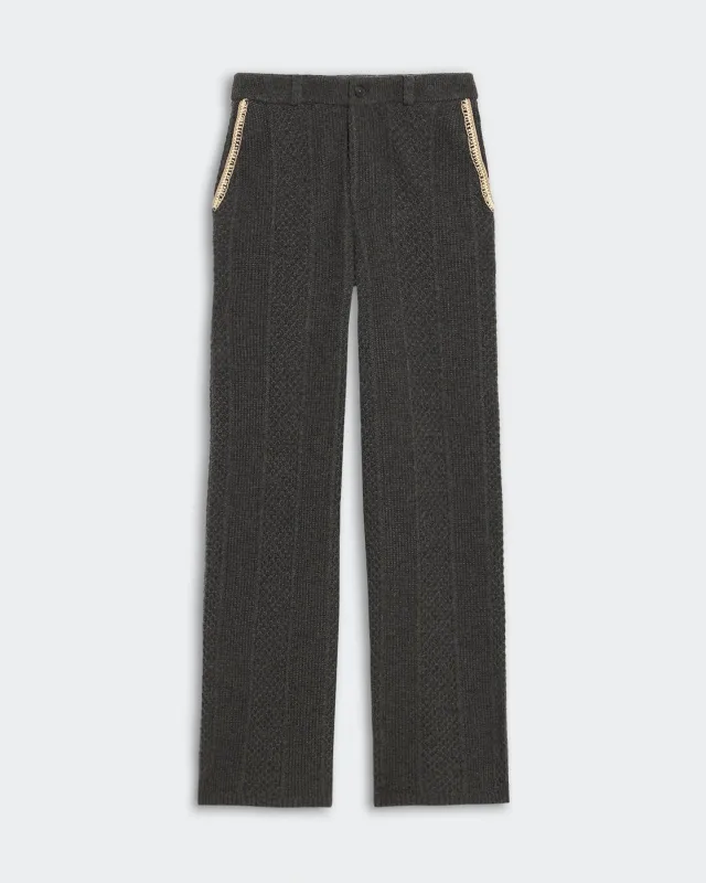 Tailored Cable Trouser - Charcoal sold by Guest In Residence