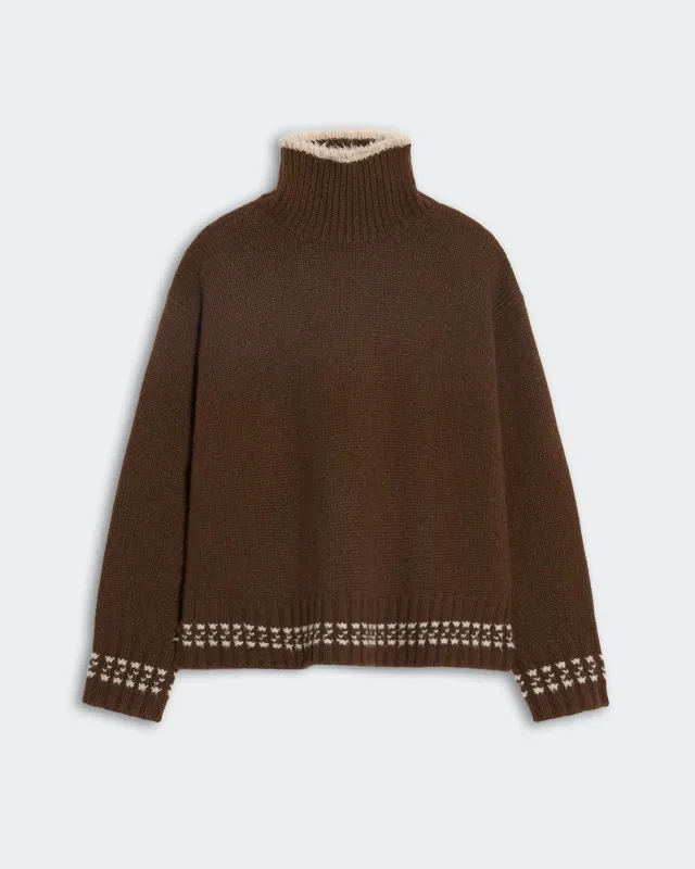 Tipped Cozy Turtleneck - Chestnut/Sandstone sold by Guest In Residence