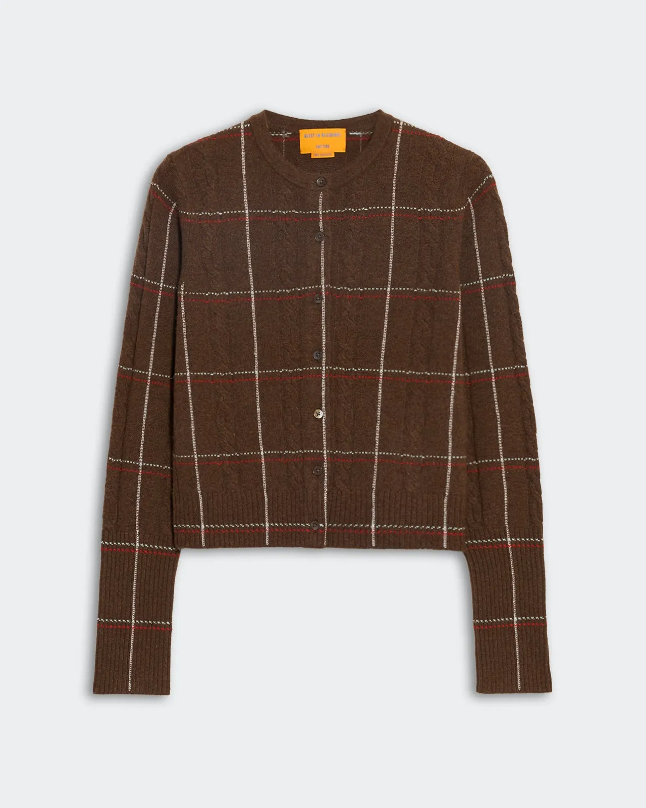 Jane Check Cardigan - Chestnut Combo sold by Guest In Residence
