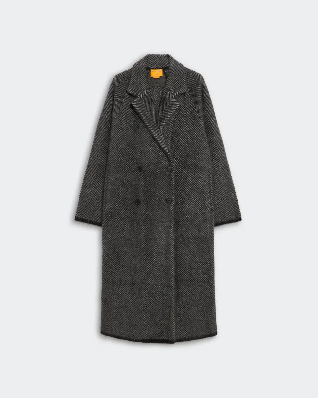 Grizzly Double Breasted Coat - Black/Heather Grey sold by Guest In Residence