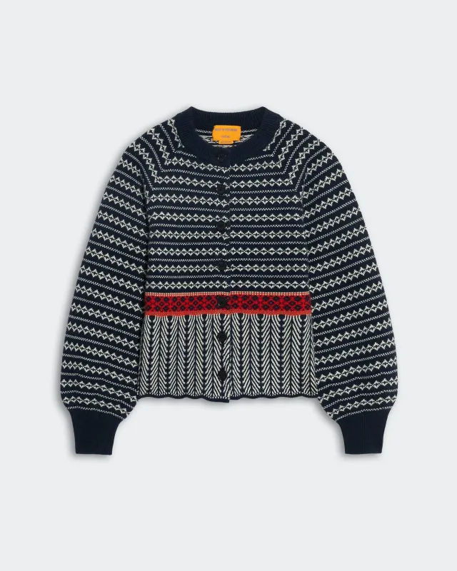 Fair Isle Sculpted  Cardigan - Midnight Combo made by Guest In Residence