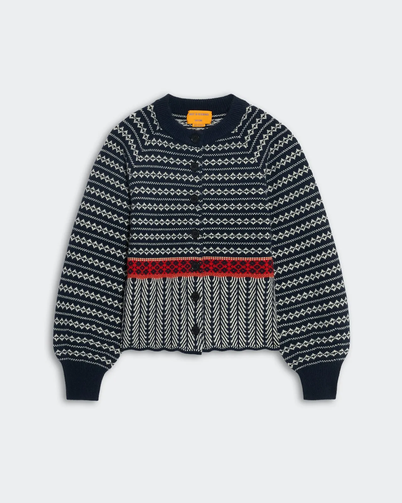 Fair Isle Sculpted Cardigan - Midnight Combo sold by Guest In Residence