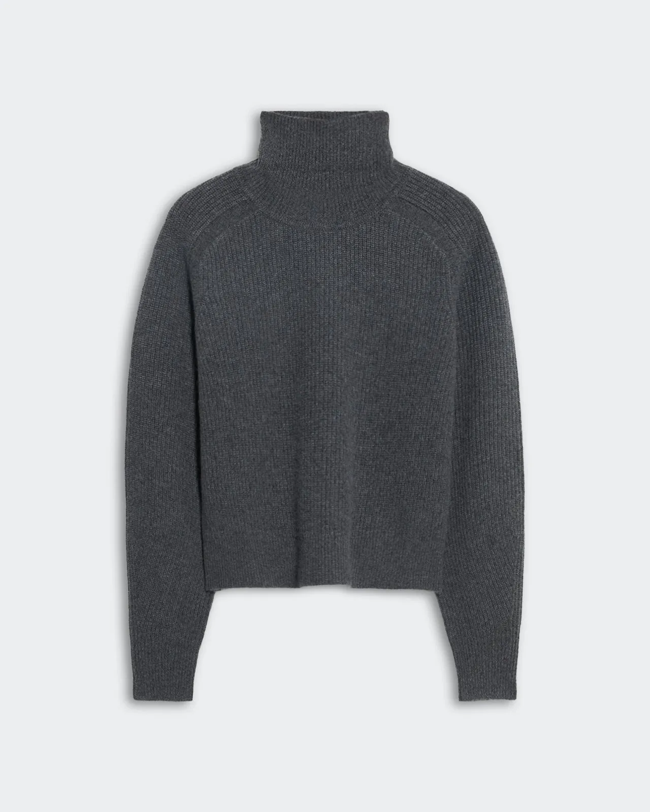Cropped Rib Turtleneck - Charcoal sold by Guest In Residence