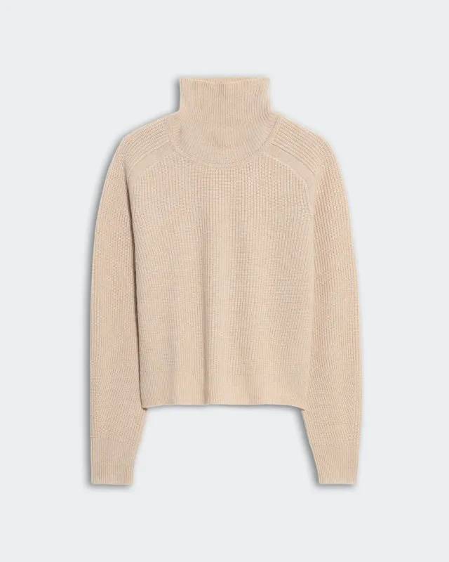 Cropped Rib Turtleneck - Sandstone sold by Guest In Residence