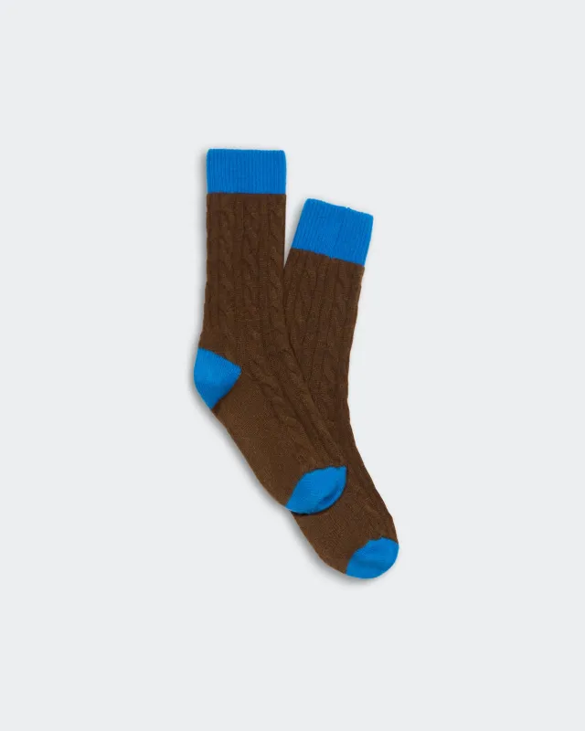 Cable Socks - Chestnut/Twilight sold by Guest In Residence