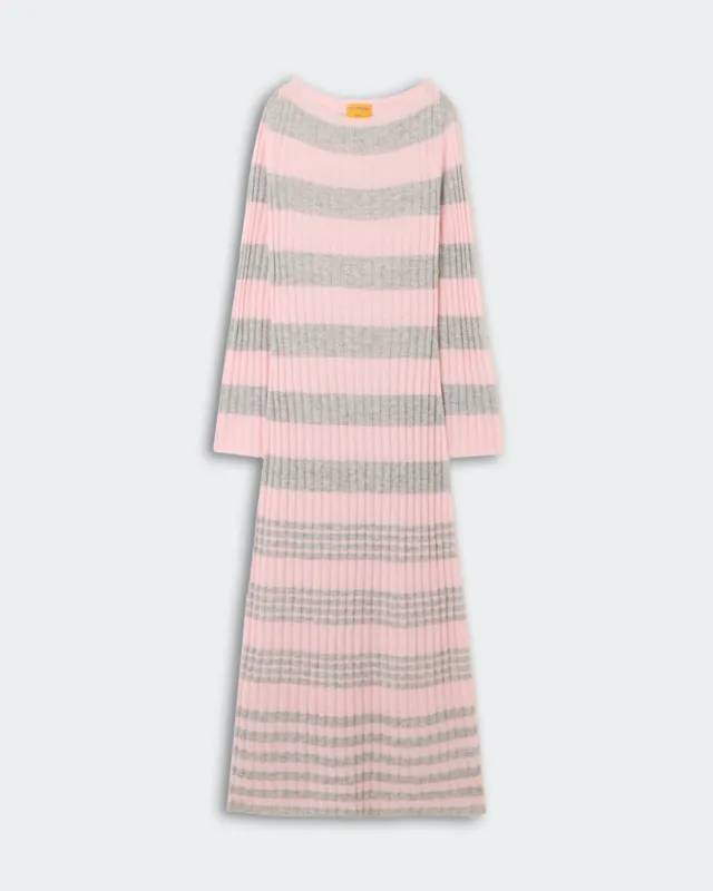 Striped Rib Dress - Powder Pink/Stone made by Guest In Residence