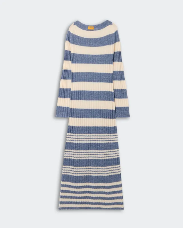 Striped Rib Dress - Navy/Cream sold by Guest In Residence
