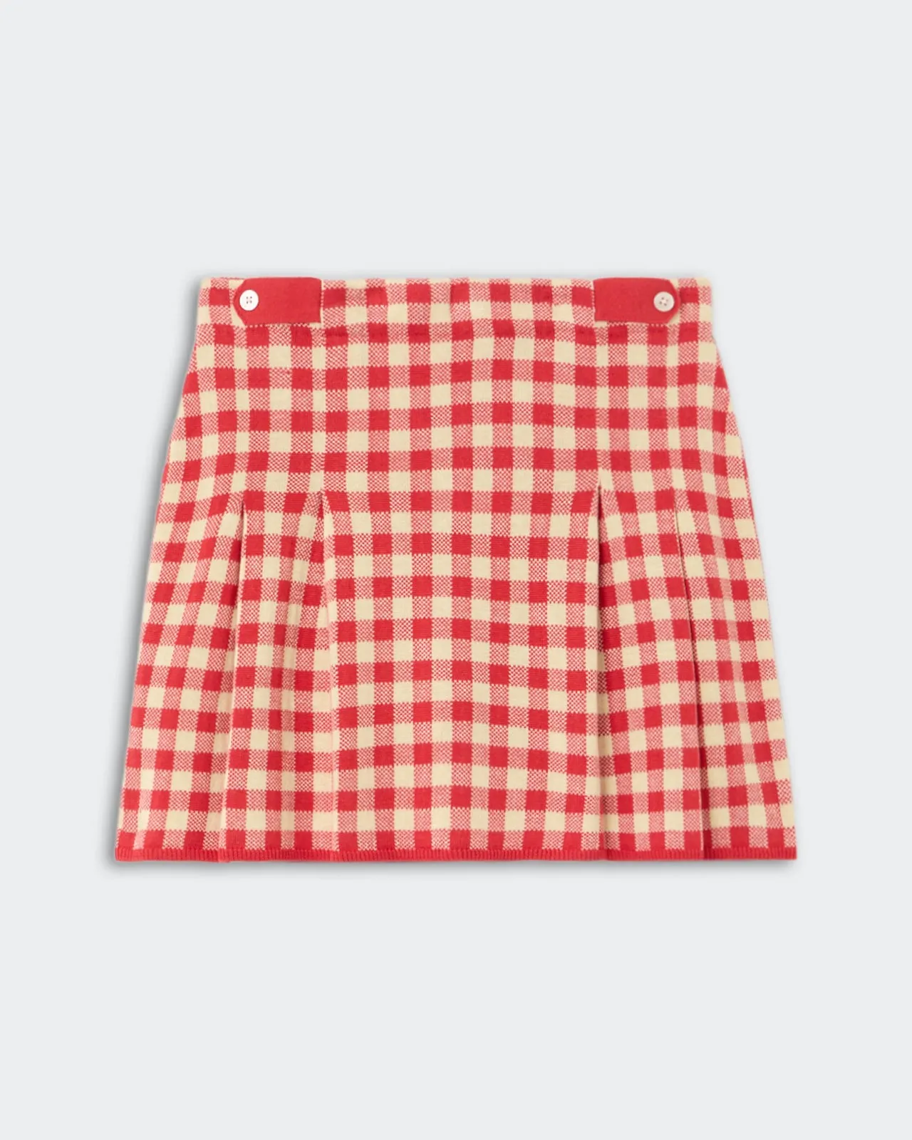 Gingham Pleated Skirt - Scarlet/Mist sold by Guest In Residence