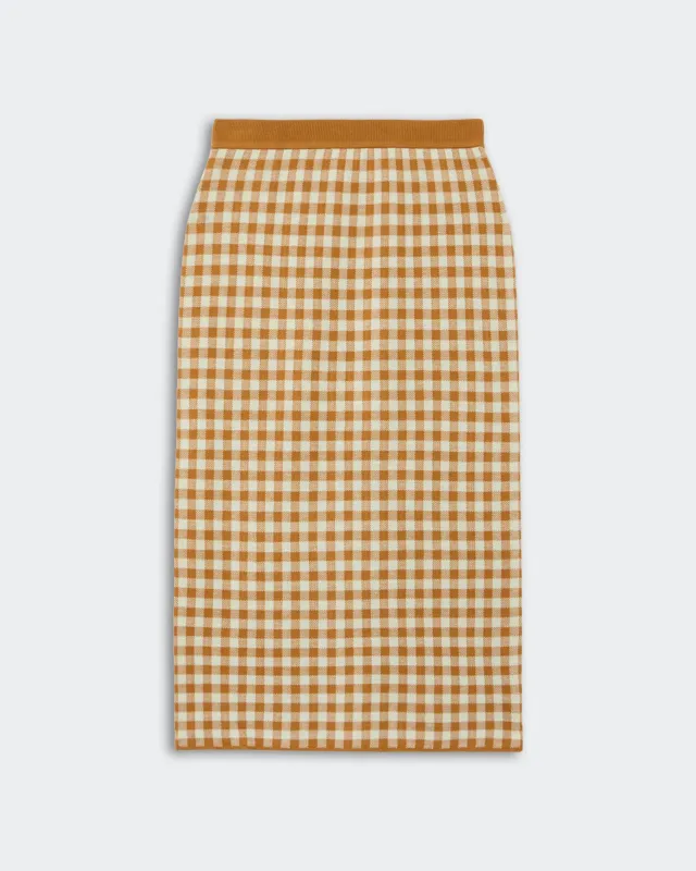 Gingham Long Skirt - Suede/Limewash made by Guest In Residence