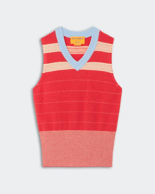 Collegiate Stripe Vest - Scarlet Combo made by Guest In Residence