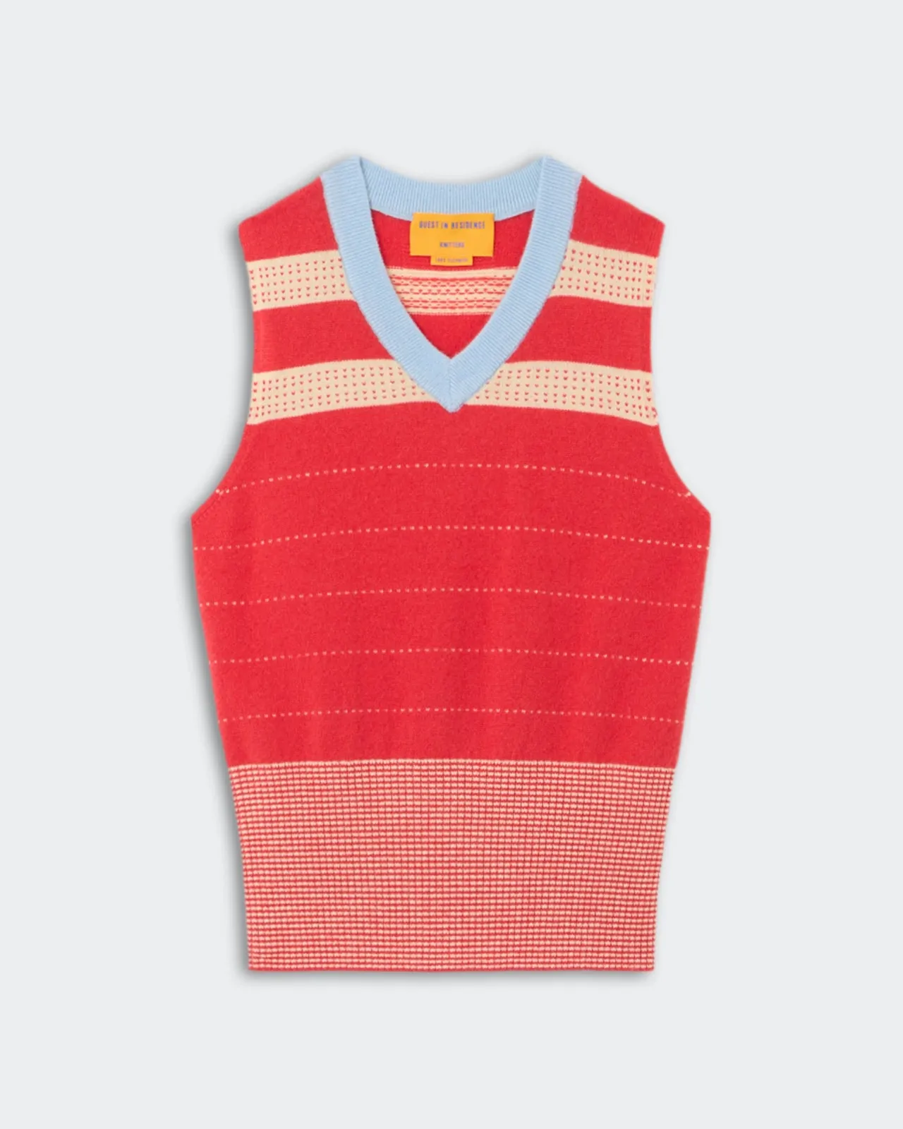 Collegiate Stripe Vest - Scarlet Combo sold by Guest In Residence