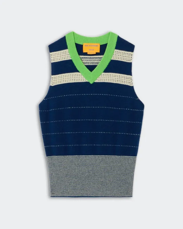 Collegiate Stripe Vest - Navy Combo sold by Guest In Residence