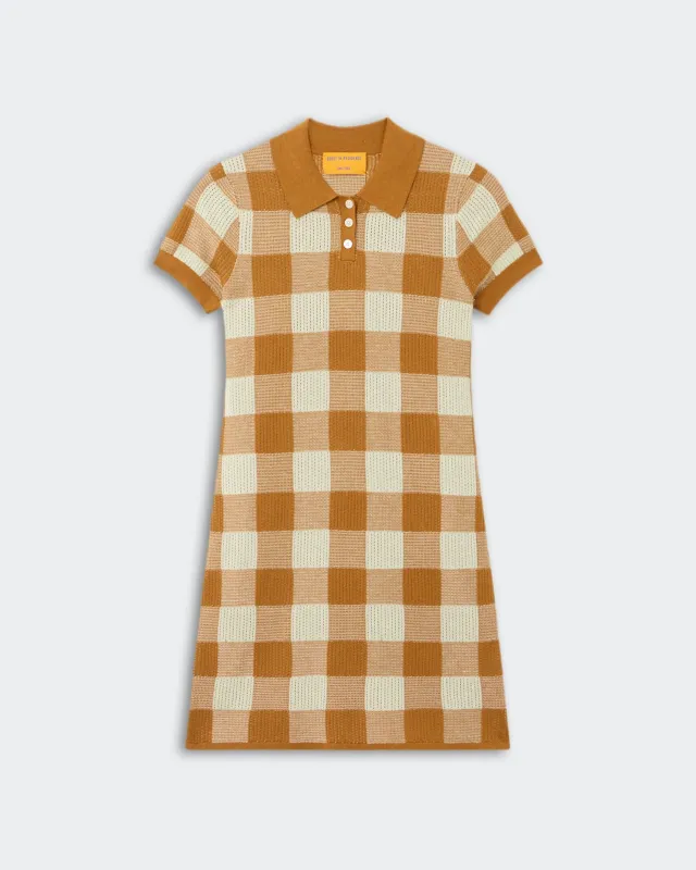 Gingham Polo Dress - Suede/Limewash sold by Guest In Residence