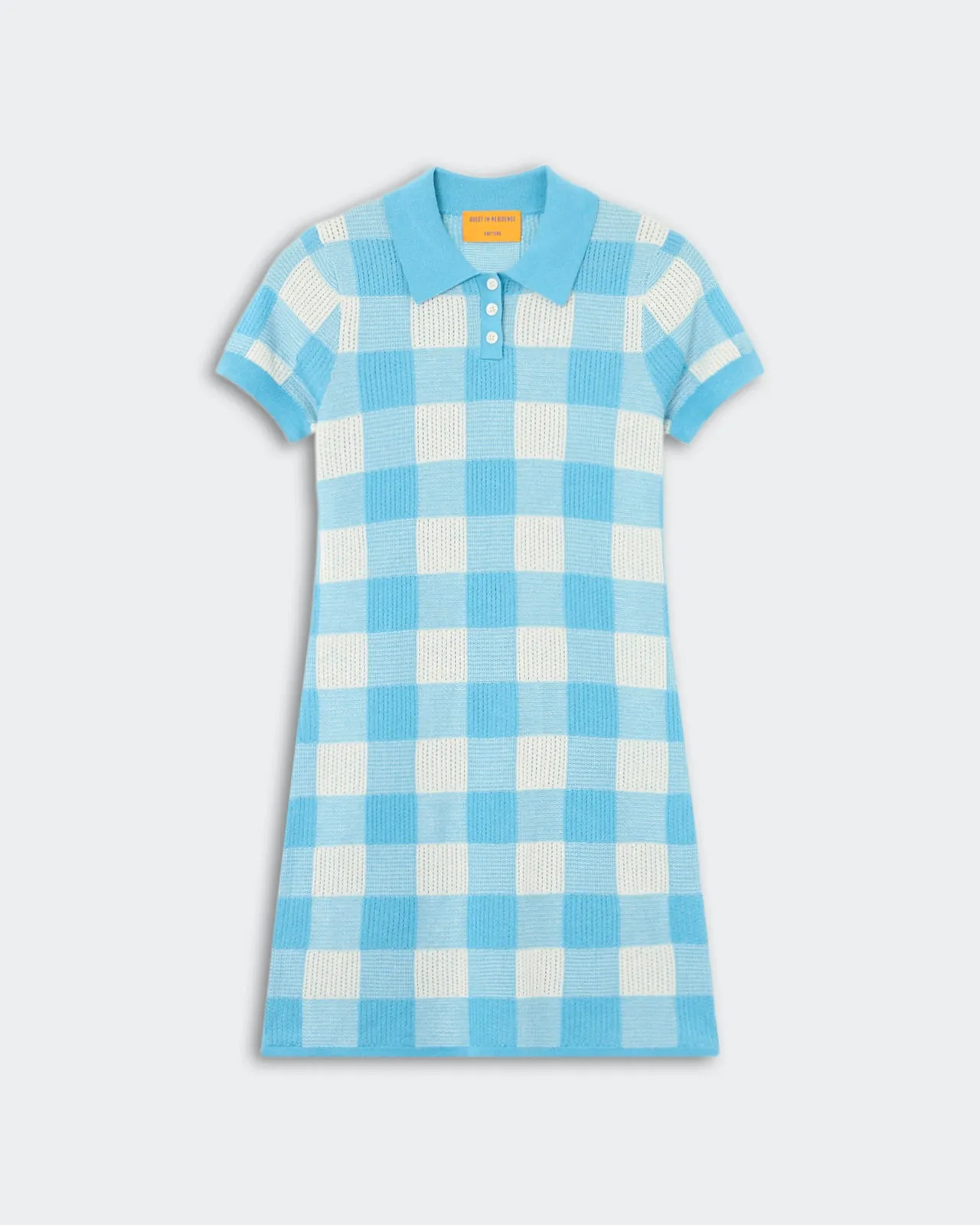 Gingham Polo Dress - Swimming Pool/Cream sold by Guest In Residence