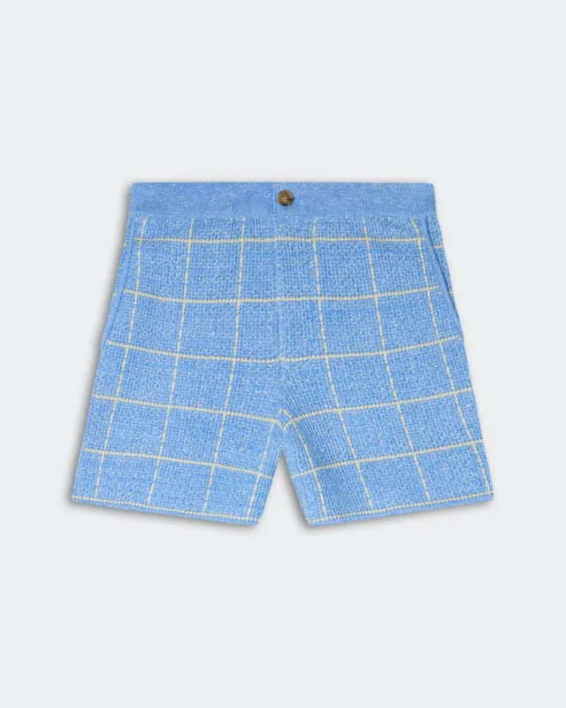 Plaid Short - Delft Blue/Butter made by Guest In Residence