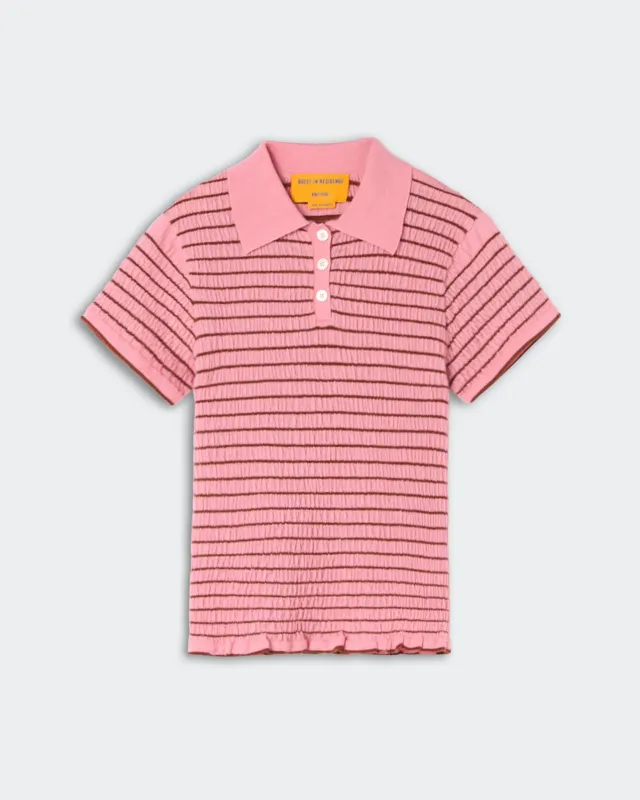 Smocked Shrunken Polo - Sprinkle/Burnt Sienna made by Guest In Residence