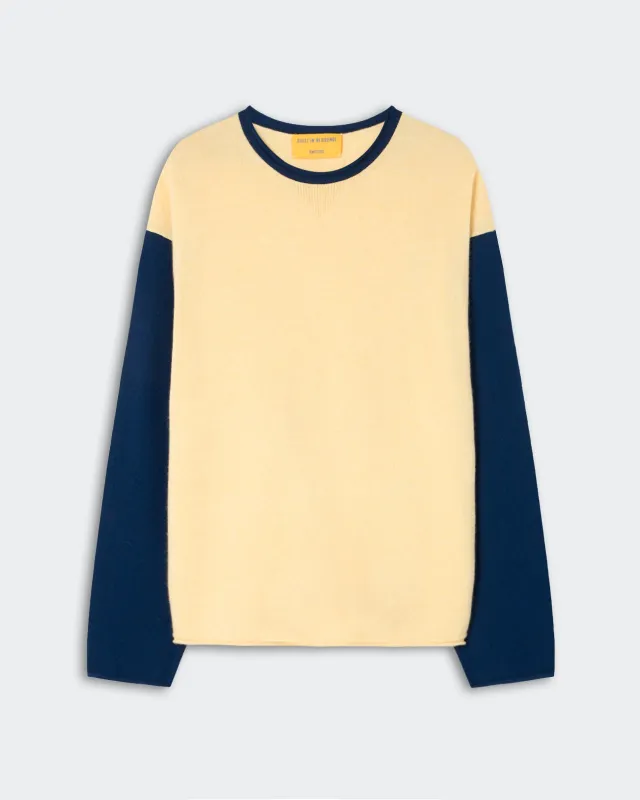 Baseball Oversized Crew  - Butter/Navy made by Guest In Residence
