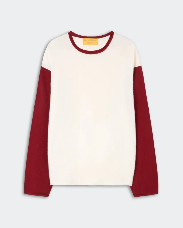 Baseball Oversized Crew  - Cream/Carmine made by Guest In Residence