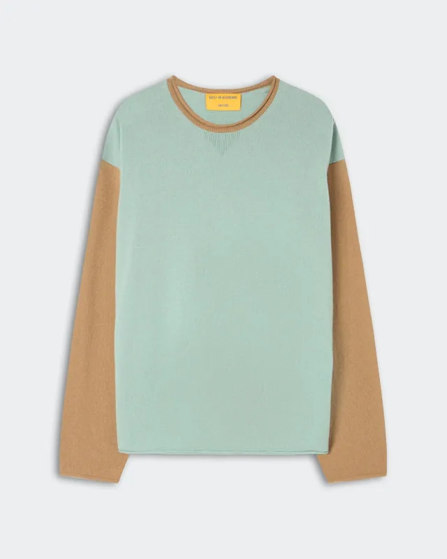 Baseball Oversized Crew  - Sage Brush/Camel made by Guest In Residence