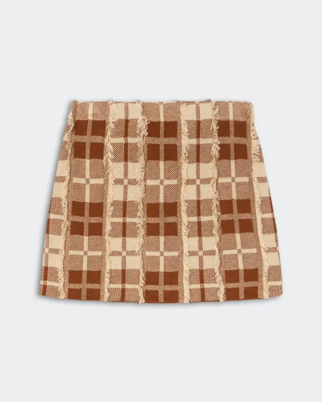 Plaid Mini Skirt - Burnt Sienna/Sandstone made by Guest In Residence