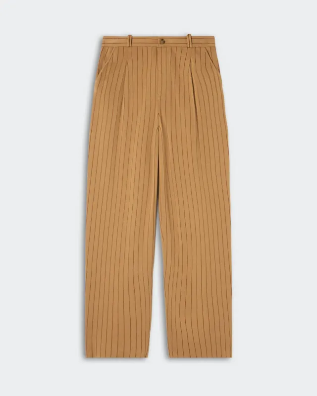 Pinstripe Carpenter Pant - Camel/Burnt Sienna made by Guest In Residence