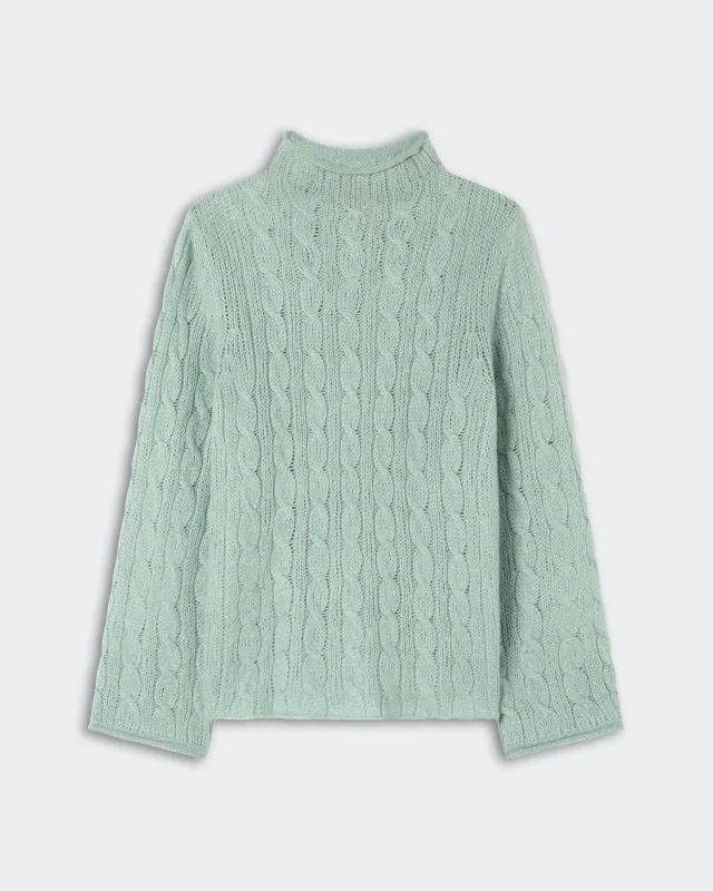 Cable Mock Neck Top - Sage Brush made by Guest In Residence