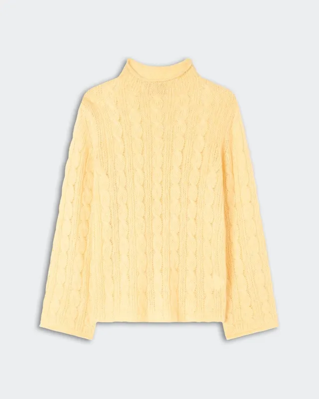 Cable Mock Neck Top - Butter made by Guest In Residence