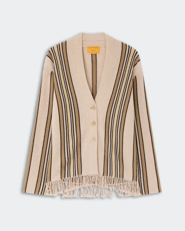 Handloom Cardigan - Sandstone Combo made by Guest In Residence