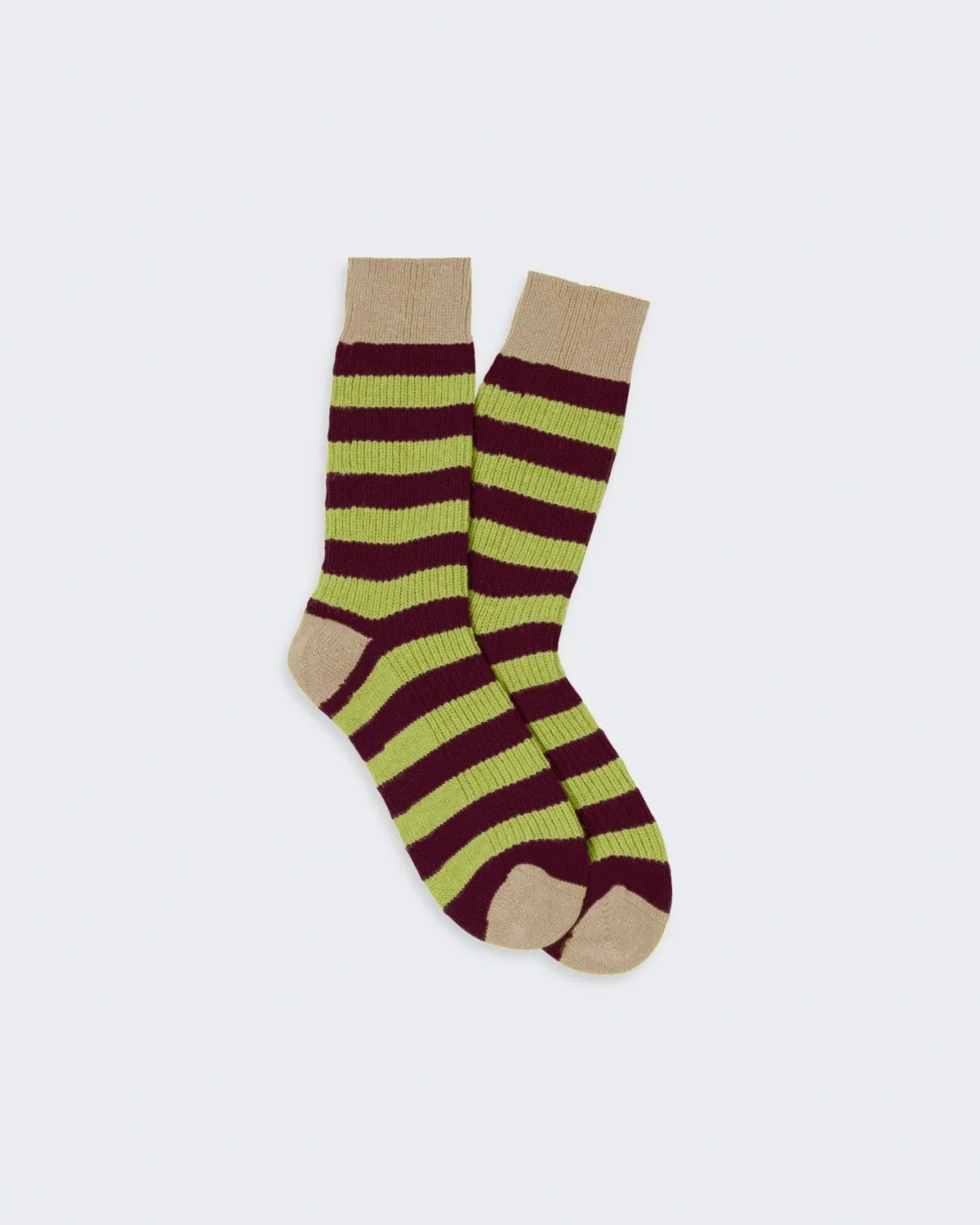 The Striped Soft Socks - Matcha/Plum sold by Guest In Residence