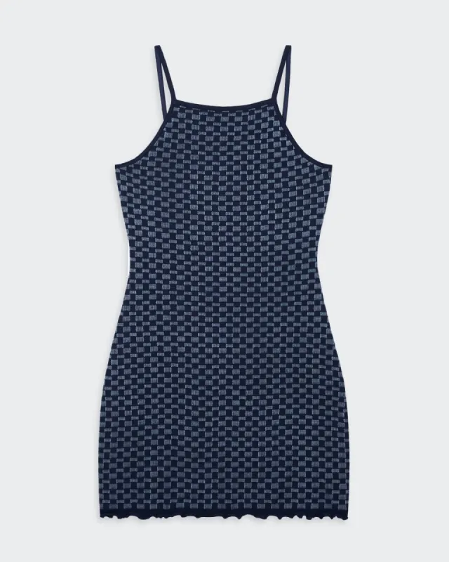 Checker Tank Dress - Midnight/Denim Blue made by Guest In Residence