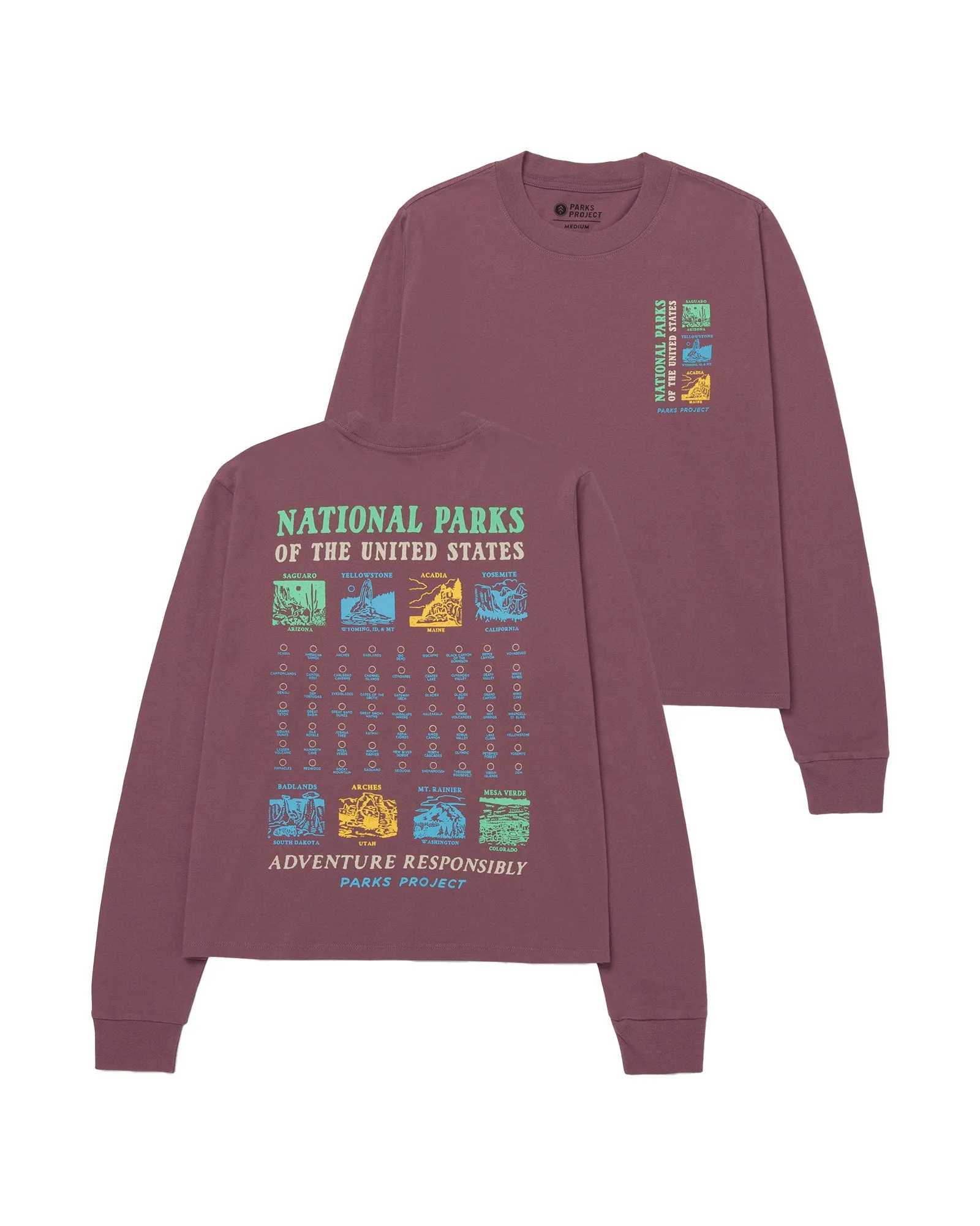 National Parks Stacked Boxy Long Sleeve Tee sold by Parks Project