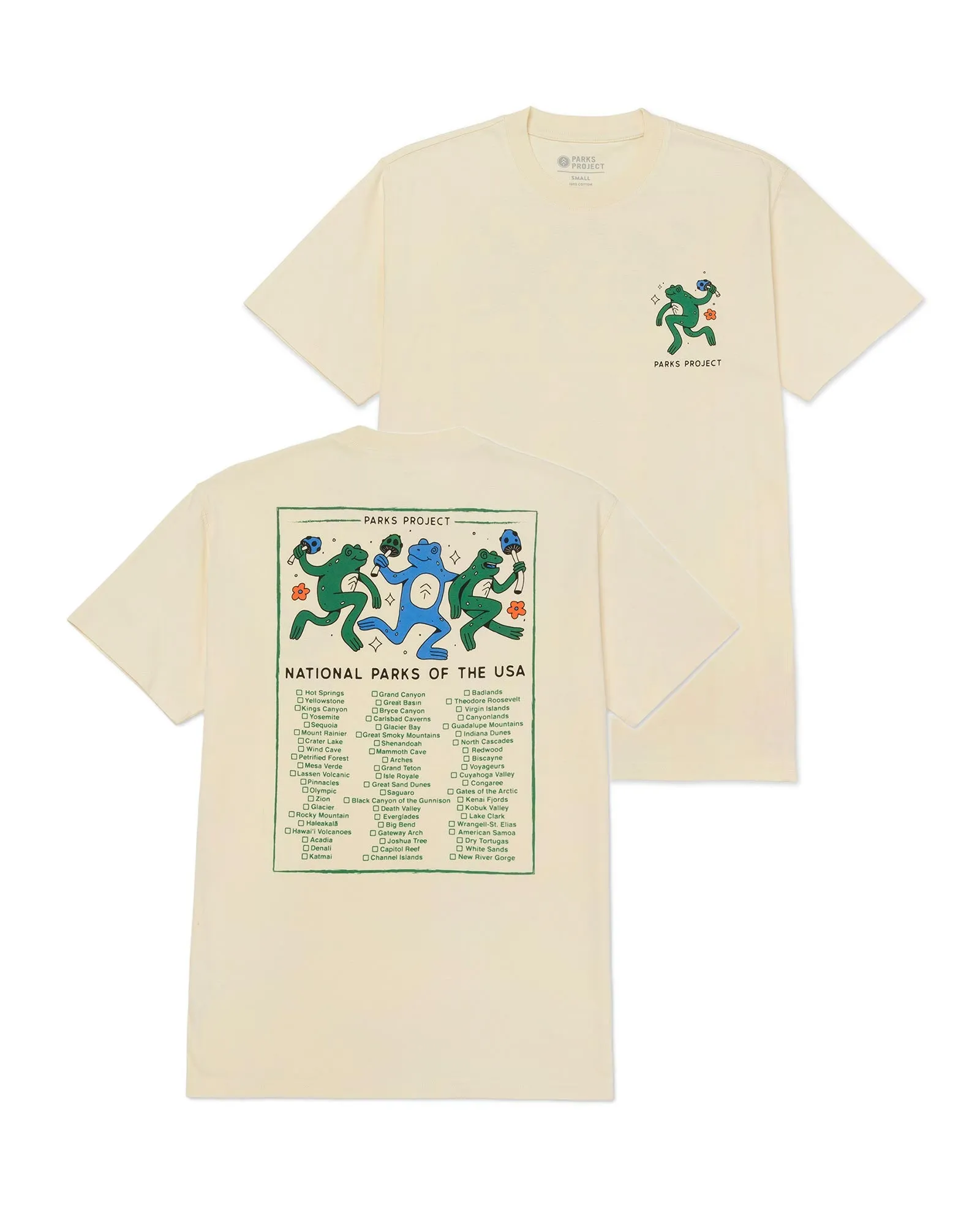 Great Outdoors Dancin' Frogs Checklist Tee sold by Parks Project product image thumbnail 2