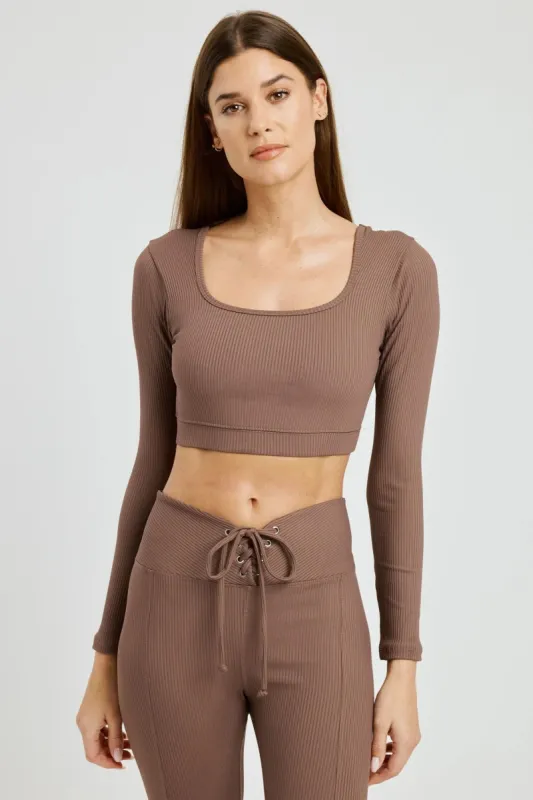 Ribbed Cropped Long Sleeve sold by Year of Ours