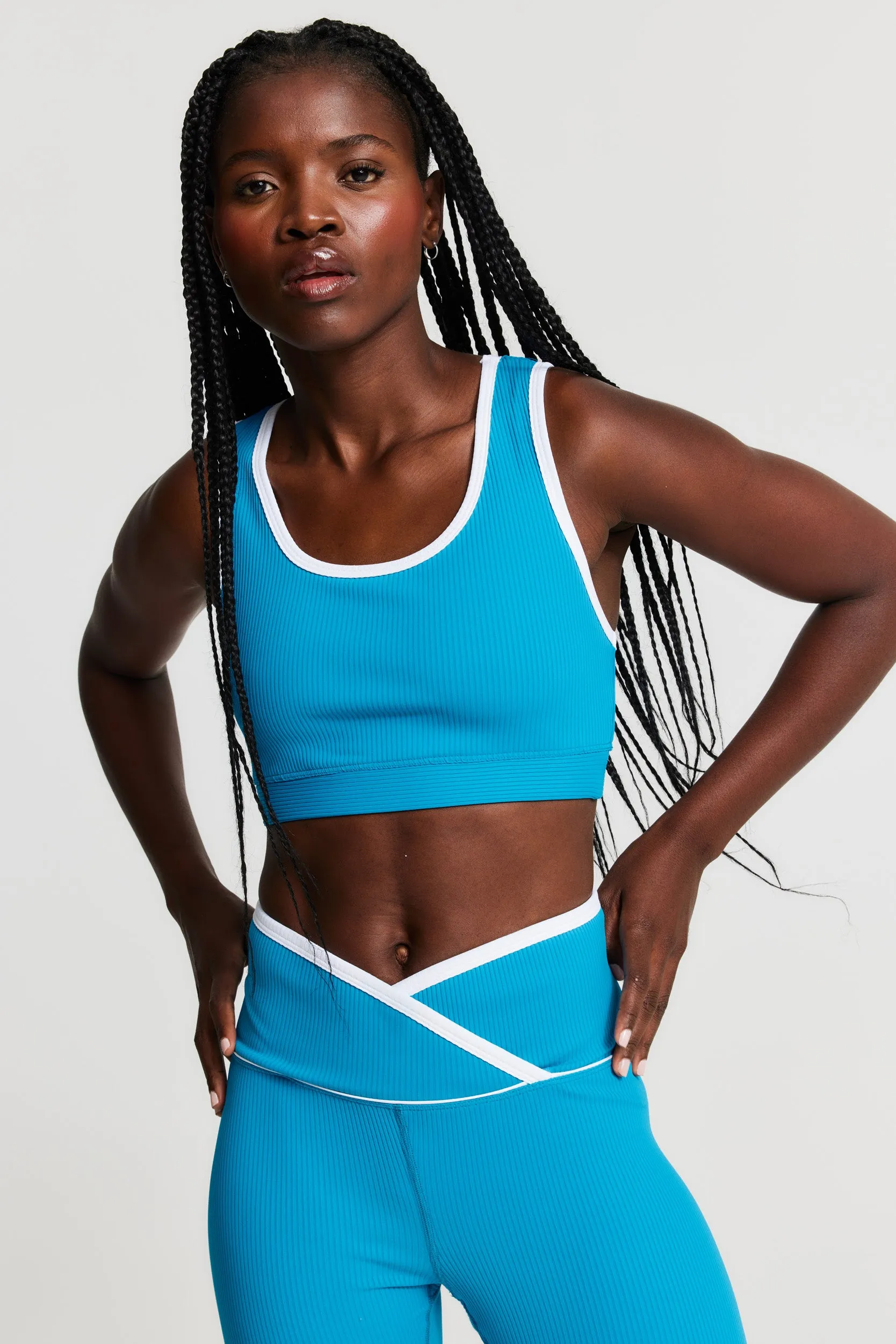 Ribbed Two Tone Gym Bra sold by Year of Ours