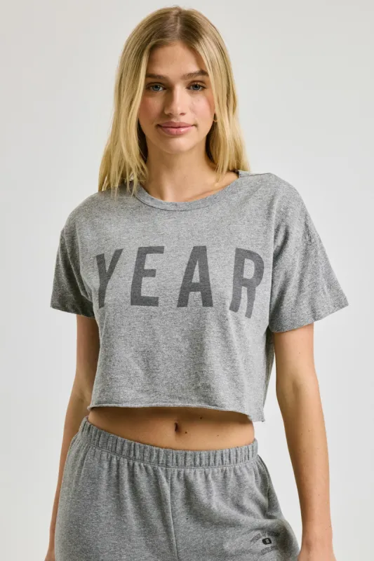 Cropped Tee w/ YEAR Print sold by Year of Ours