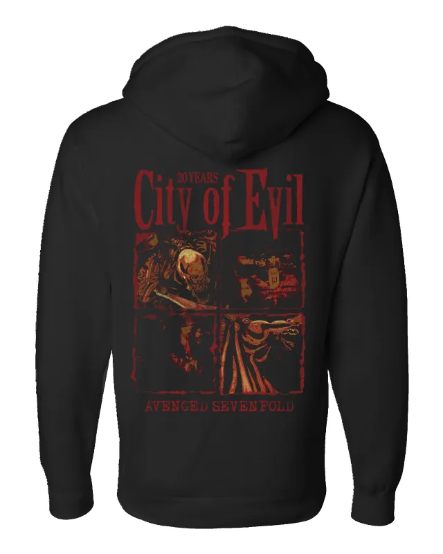 City of Evil - Black Heavyweight Hooded Pullover (COE 20th Anniversary) sold by A7X World