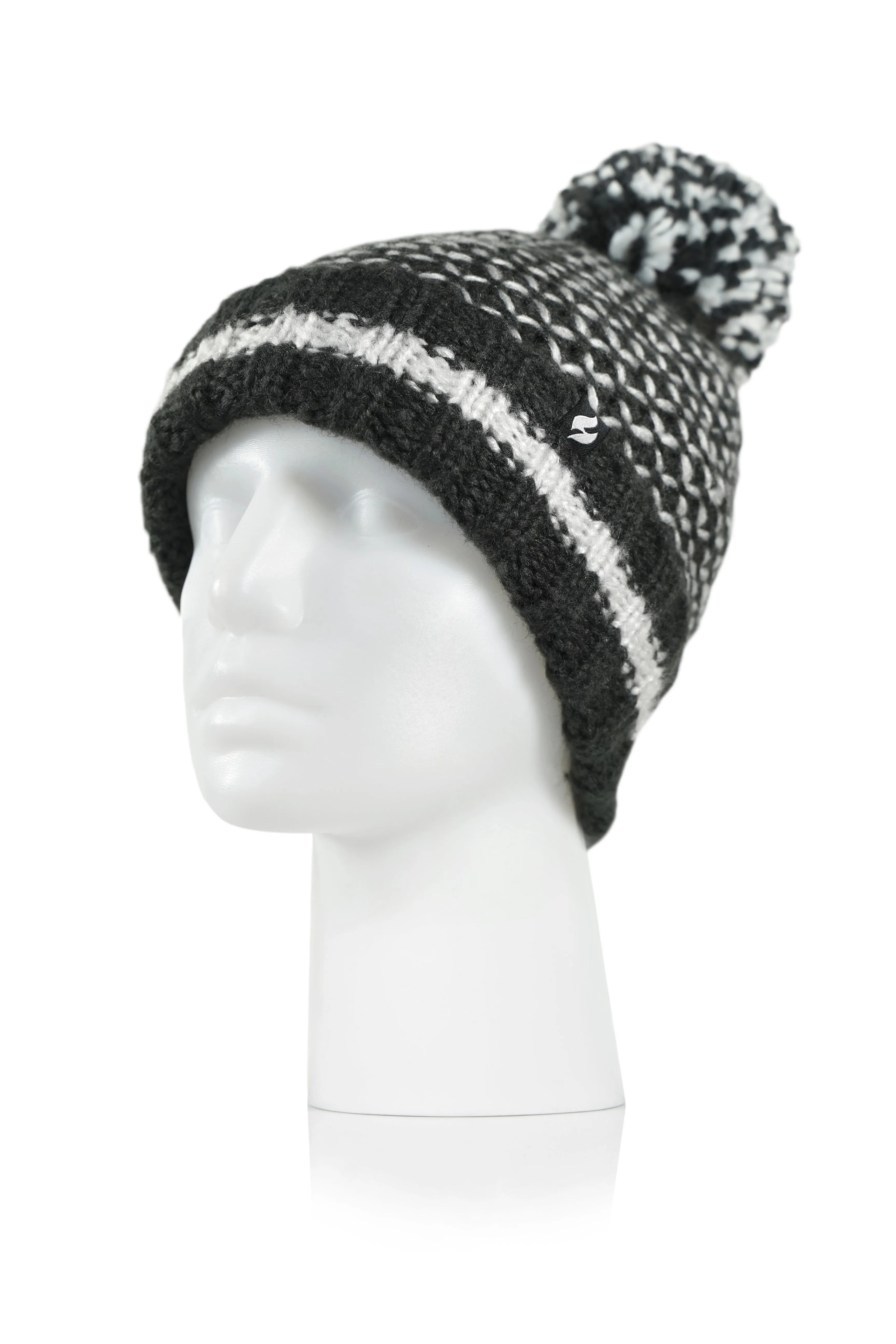 Women's Lyon Textured Knit Roll Up Hat With Pom Pom sold by Heat Holders product image thumbnail 5