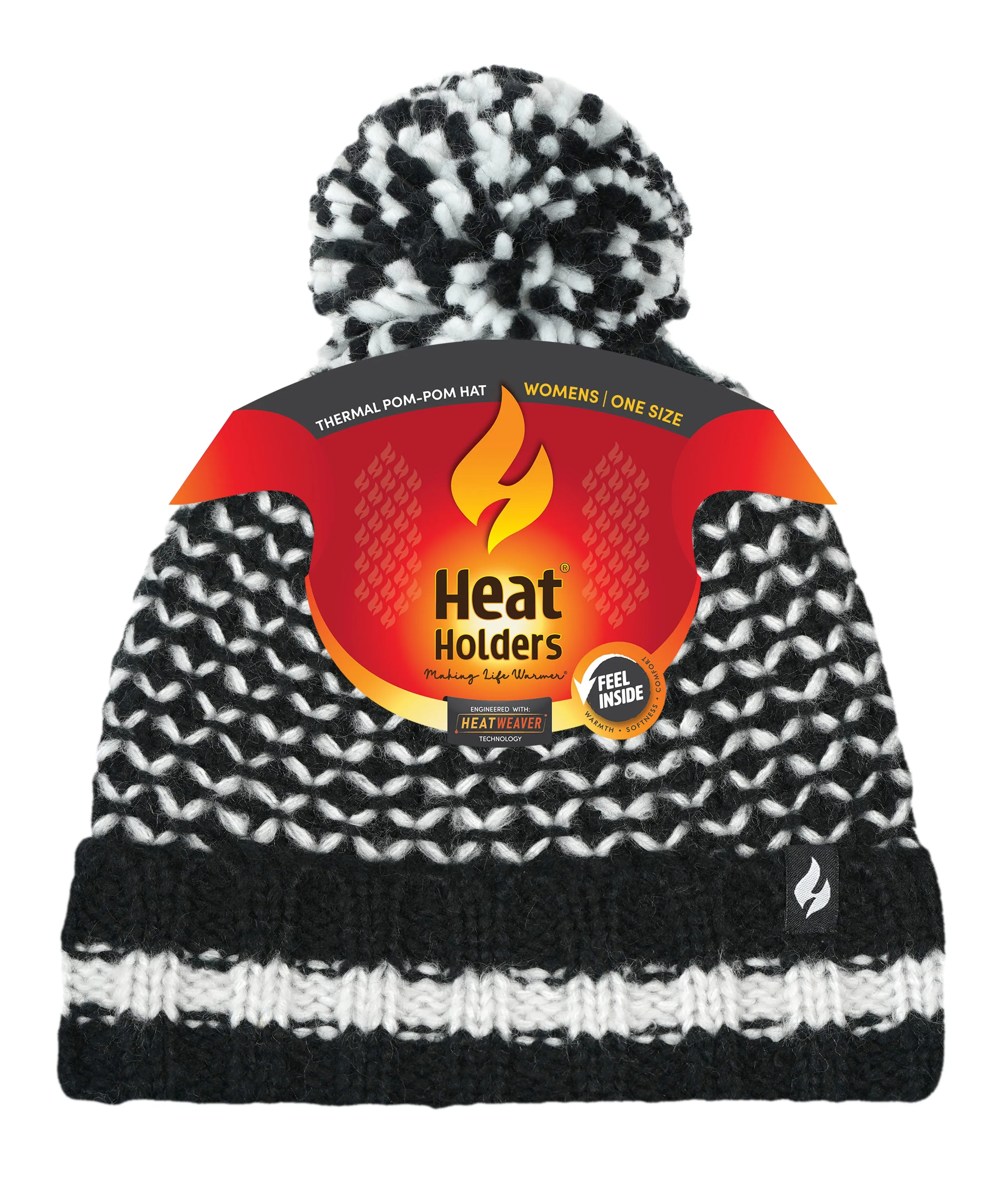 Women's Lyon Textured Knit Roll Up Hat With Pom Pom sold by Heat Holders product image thumbnail 4