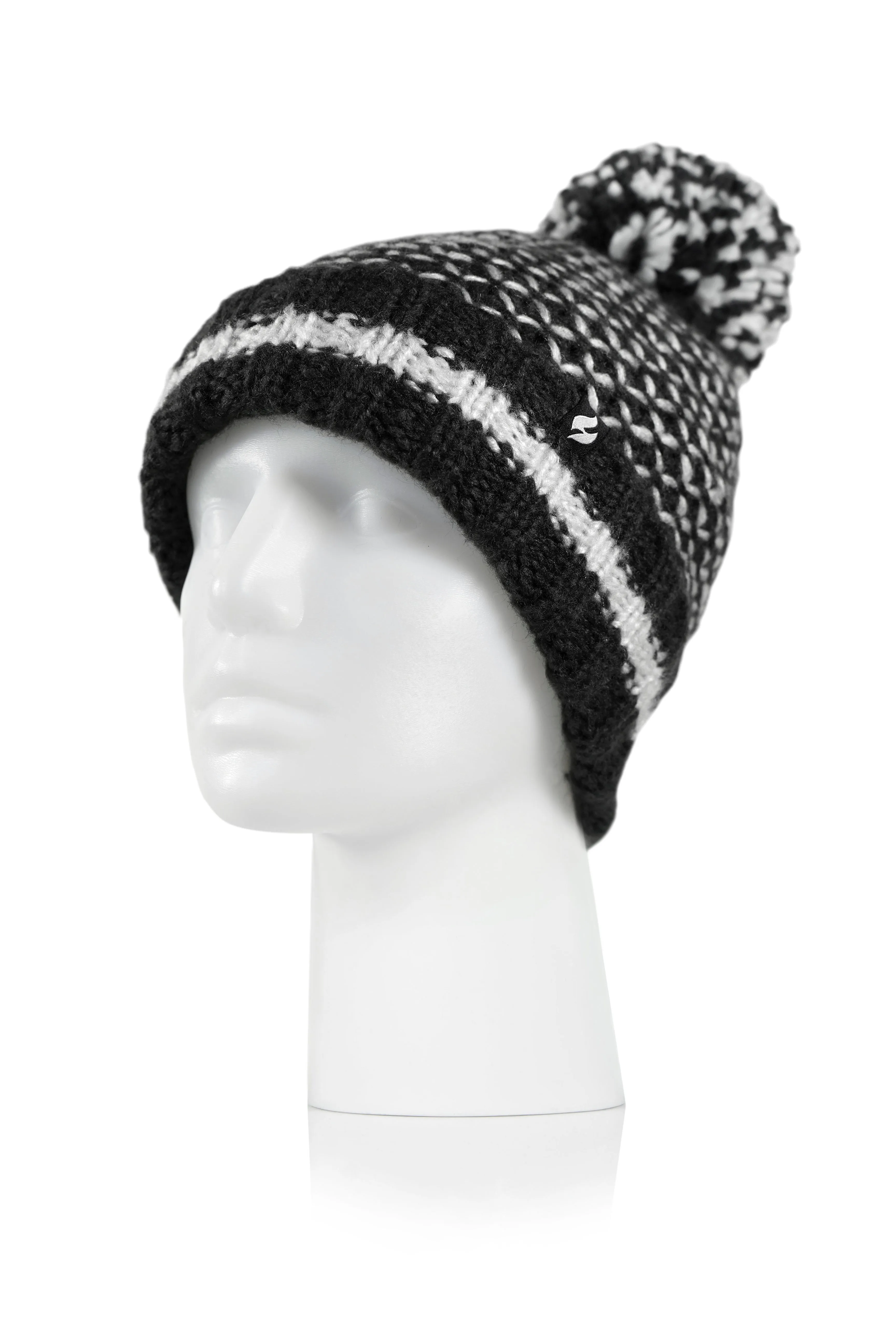 Women's Lyon Textured Knit Roll Up Hat With Pom Pom sold by Heat Holders product image thumbnail 3