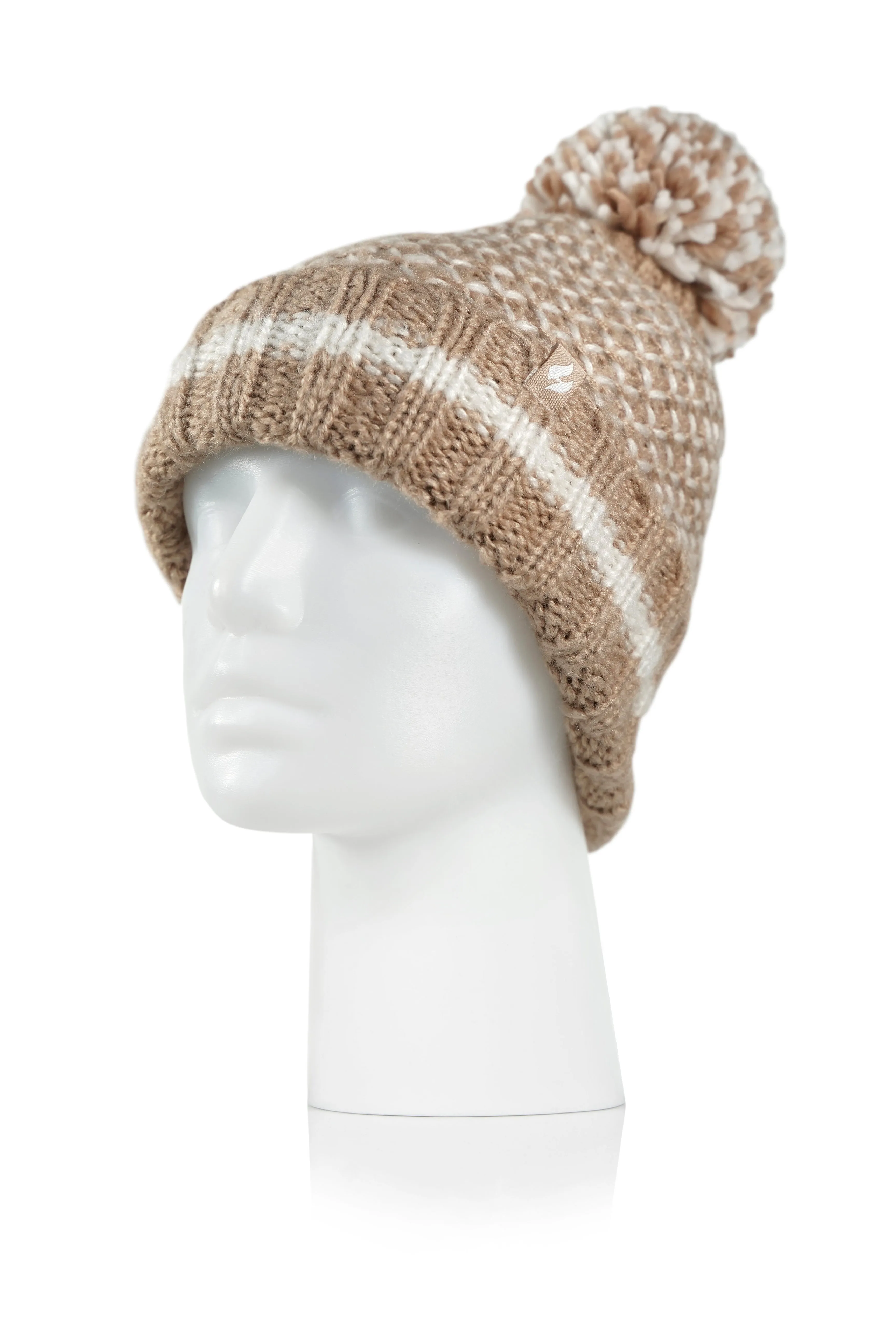 Women's Lyon Textured Knit Roll Up Hat With Pom Pom sold by Heat Holders product image thumbnail 2